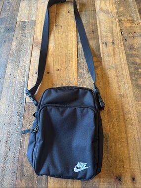 Nike Black Compact Crossbody Bag with White Swoosh